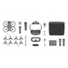 Collection of drone parts and accessories on a white background