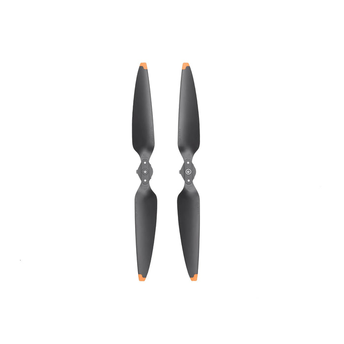 Two gray propellers with orange tips on a white background
