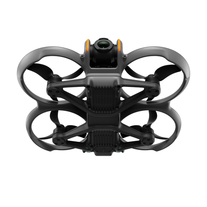 Black drone with camera on a white background