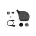 Collection of DJI accessories including a case, microphone, and cables on a white background
