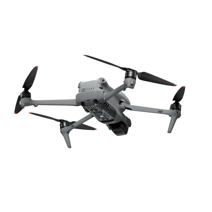Gray drone with four propellers on a white background