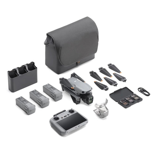 Collection of drone parts and accessories on a white background