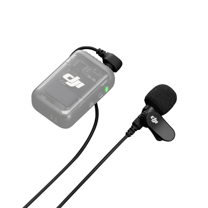DJI audio recording device with microphone on a white background