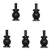 Set of six black cylindrical objects on a white background