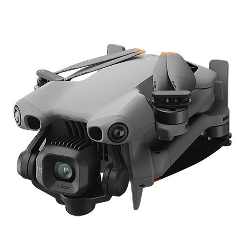 Gray drone with camera on a white background