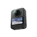 Action camera with screen displaying a snowy landscape on a white background