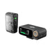 Two electronic devices, likely audio equipment, on a white background