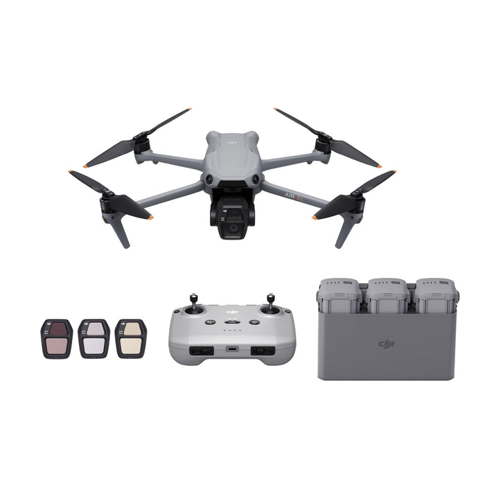 DJI Air 3S drone with accessories on a white background