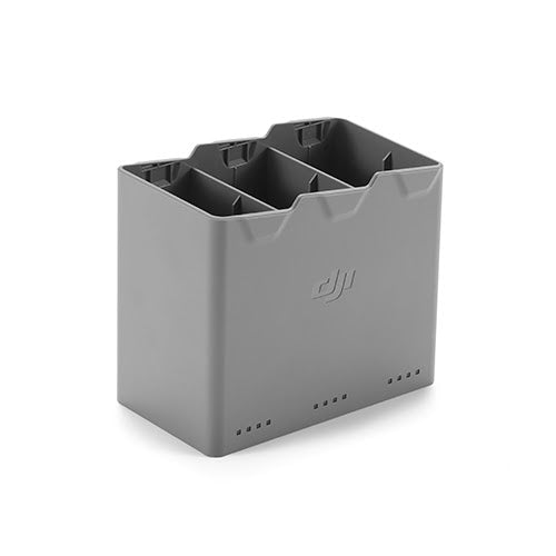 Gray battery holder with DJI logo on a white background