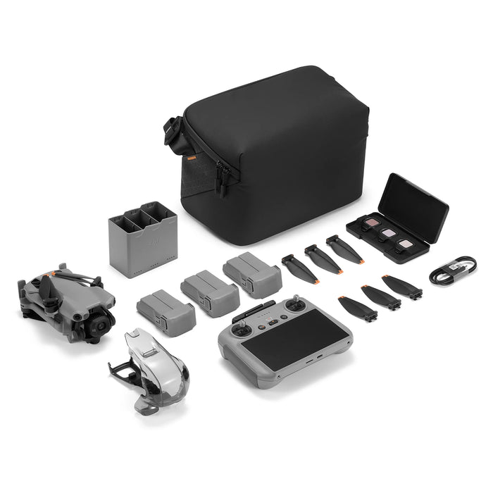Collection of drone parts and accessories on a white background